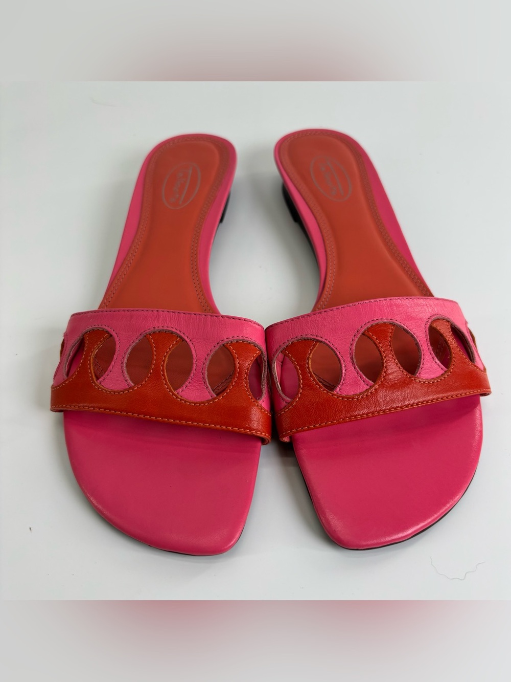 Vintage 90s Talbots leather slides pink red leather size 9 unique
